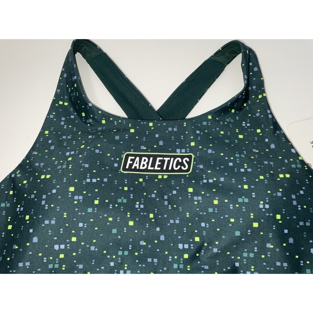 NWT Women's Fabletics No Bounce High Impact Sports Bra Green Confetti - XS - Picture 4 of 6